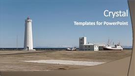  Presentation with lighthouse - Audience pleasing slide deck consisting of small lighthouse on the tip backdrop and a teal colored foreground