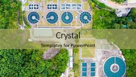  Presentation with sewage - Slide set consisting of small local sewage treatment background and a yellow colored foreground