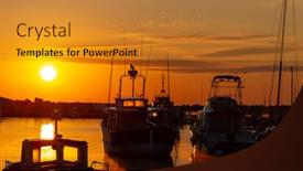  Presentation with marina - Slide deck with small-marina-at-sunrise-port background and a gold colored foreground