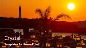  Presentation with marina - Amazing slide set having small-marina-at-sunrise-port backdrop and a wine colored foreground