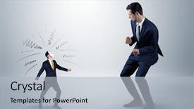  Presentation with conflict - Cool new theme with small masked businessman and big backdrop and a light blue colored foreground