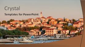  Presentation with croatia - Cool new presentation theme with small-mediterranean-town-seget-donji backdrop and a soft green colored foreground