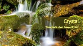  Presentation with green emerlad - Colorful slides enhanced with small mountain brook among green backdrop and a  colored foreground