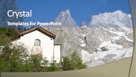  Presentation with mont blanc - Presentation with small mountain church in background the south side of mont blanc courmayeur italy background and a teal colored foreground