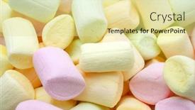  Presentation with multi - Slides with small-multi-colored-marshmallows-close background and a blonde colored foreground