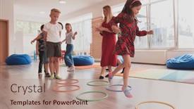  Presentation with school children - PPT layouts having small-nursery-school-children background and a coral colored foreground