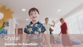  Presentation with school children - Theme with small-nursery-school-children background and a coral colored foreground