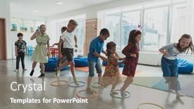  Presentation with nursery - Presentation theme enhanced with small-nursery-school-children background and a gray colored foreground