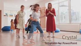  Presentation with school children - Slide set having small-nursery-school-children background and a coral colored foreground