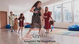  Presentation with school children - Presentation theme having small-nursery-school-children background and a mint green colored foreground