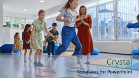  Presentation with nursery - Slides enhanced with small-nursery-school-children background and a light blue colored foreground