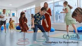  Presentation with nursery - Presentation theme having small-nursery-school-children background and a light blue colored foreground