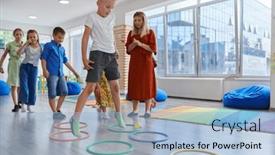  Presentation with nursery - Presentation theme enhanced with small-nursery-school-children background and a light blue colored foreground