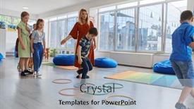  Presentation with nursery - Slide deck featuring small-nursery-school-children background and a light blue colored foreground