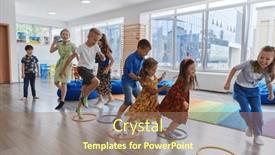  Presentation with nursery - Slide set having small-nursery-school-children background and a coral colored foreground