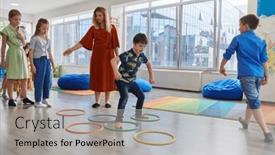  Presentation with nursery - Presentation theme featuring small-nursery-school-children background and a light gray colored foreground