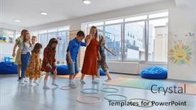  Presentation with nursery - Presentation theme having small-nursery-school-children background and a light blue colored foreground