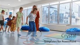  Presentation with nursery - PPT theme featuring small-nursery-school-children background and a light blue colored foreground