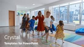  Presentation with nursery - Presentation theme enhanced with small-nursery-school-children background and a gray colored foreground