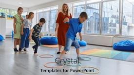  Presentation with nursery - Theme consisting of small-nursery-school-children background and a light blue colored foreground