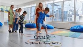  Presentation with nursery - Slide set consisting of small-nursery-school-children background and a light blue colored foreground