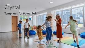  Presentation with nursery - Theme with small-nursery-school-children background and a light gray colored foreground