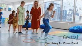  Presentation with nursery - Presentation design consisting of small-nursery-school-children background and a light blue colored foreground