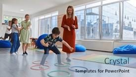  Presentation with nursery - PPT theme having small-nursery-school-children background and a light blue colored foreground