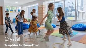  Presentation with nursery - Presentation theme featuring small-nursery-school-children background and a gray colored foreground