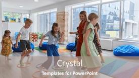  Presentation with nursery - Slide set with small-nursery-school-children background and a coral colored foreground