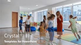  Presentation with nursery - Presentation design featuring small-nursery-school-children background and a gray colored foreground