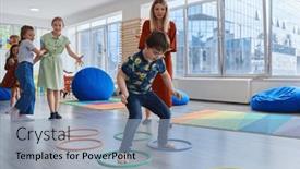  Presentation with nursery - Theme having small-nursery-school-children background and a light blue colored foreground