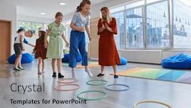  Presentation with nursery - Presentation theme having small-nursery-school-children background and a light blue colored foreground