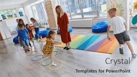  Presentation with nursery - PPT theme with small-nursery-school-children background and a light gray colored foreground