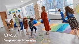  Presentation with nursery - Theme featuring small-nursery-school-children background and a gray colored foreground