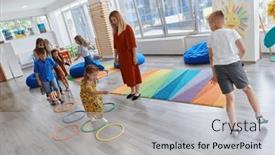  Presentation with nursery - Presentation theme consisting of small-nursery-school-children background and a light gray colored foreground
