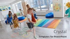  Presentation with nursery - Slide set with small-nursery-school-children background and a light gray colored foreground