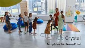  Presentation with nursery - Presentation theme having small-nursery-school-children background and a light blue colored foreground