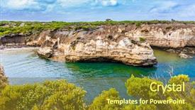  Presentation with tourism australia - Presentation with small ocean fjord with clear background and a tawny brown colored foreground
