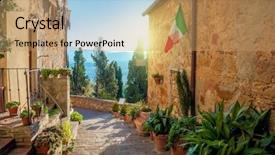  Presentation with mediterranean - Cool new PPT layouts with small old mediterranean town - lovely backdrop and a coral colored foreground