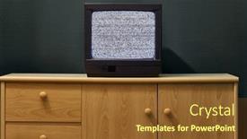  Presentation with signal - PPT theme having small old tv set with no signal noise in a dim room background and a tawny brown colored foreground