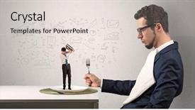  Presentation with eating - Cool new slide set with small one with doodled report backdrop and a  colored foreground