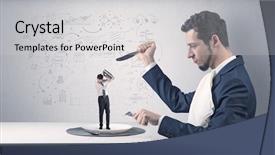  Presentation with world war one trenches - Presentation design featuring small one with doodled report background and a light gray colored foreground