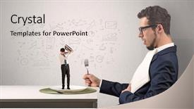  Presentation with eating - Amazing slide deck having small one with doodled report backdrop and a  colored foreground