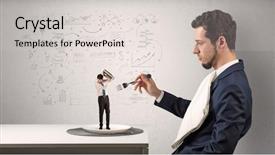  Presentation with business report - PPT layouts featuring small one with doodled report background and a  colored foreground