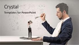  Presentation with all on one robot - PPT theme featuring small one with doodled report background and a lemonade colored foreground