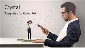  Presentation with eating - Cool new slide deck with small one with doodled report backdrop and a lemonade colored foreground