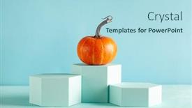  Presentation with blue orange - Presentation design with small-orange-pumpkin-on-pastel background and a light blue colored foreground