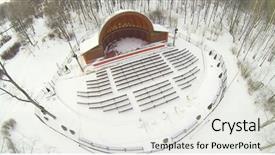  Presentation with amphitheater - Amazing PPT layouts having small outdoor amphitheater in winter snowy park aerial view backdrop and a white colored foreground