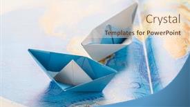  Presentation with boats - Presentation design enhanced with small-paper-boats-on-world background and a cream colored foreground